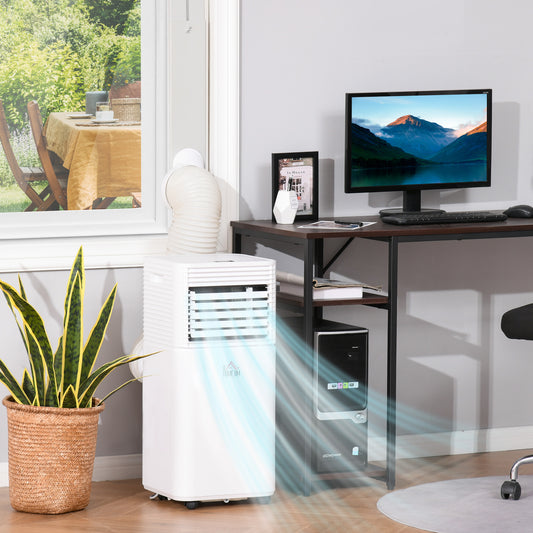 HOMCOM 9000 BTU Portable Air Conditioner for Cooling Dehumidifier Fan, Air Conditioning Unit for Room up to 28m², with Remote, 24H Timer, Window Mount Kit, R290, A Energy Efficiency, 1122W