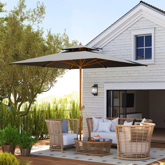 Outsunny 3 m Square Garden Parasol - Black