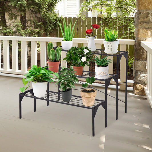 3 Tier Plant Stand with Heavy-Duty Steel Frame for Garden & Patio & Balcony