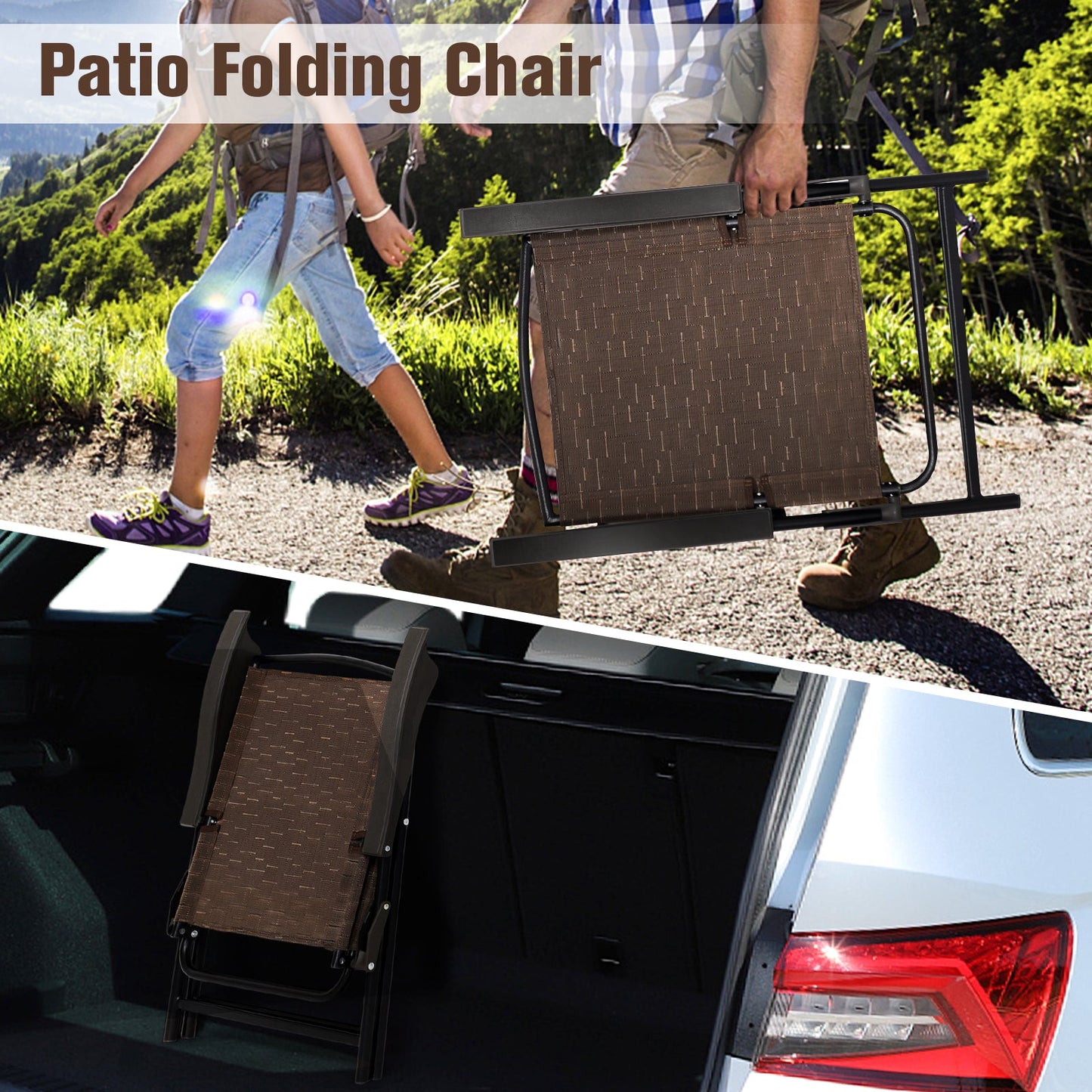 4 Pieces Patio Folding Chairs with Armrest