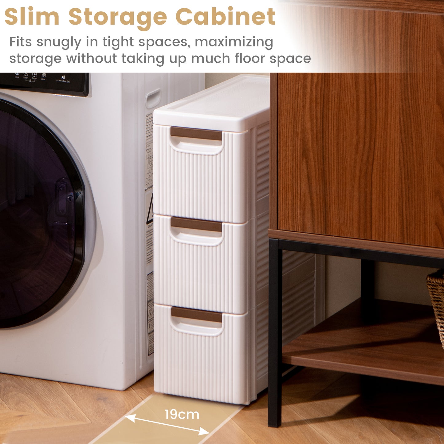 3/4/5/6-Drawer Narrow Storage Cabinet for Small Space-3-Tier