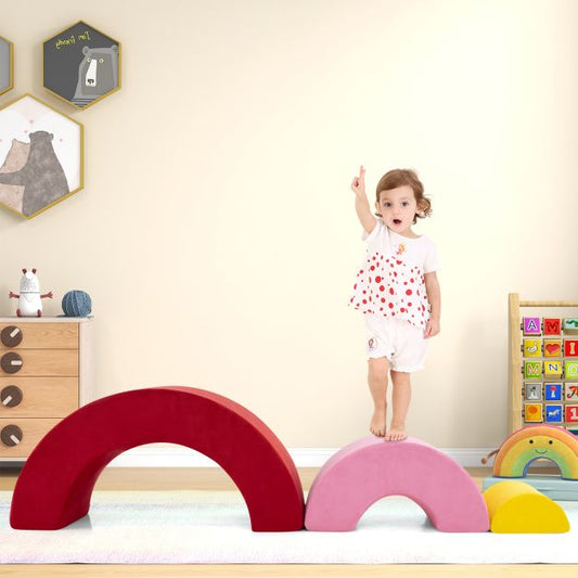 3 Piece Toddlers Climbing Toys with Elastic Filling-Red