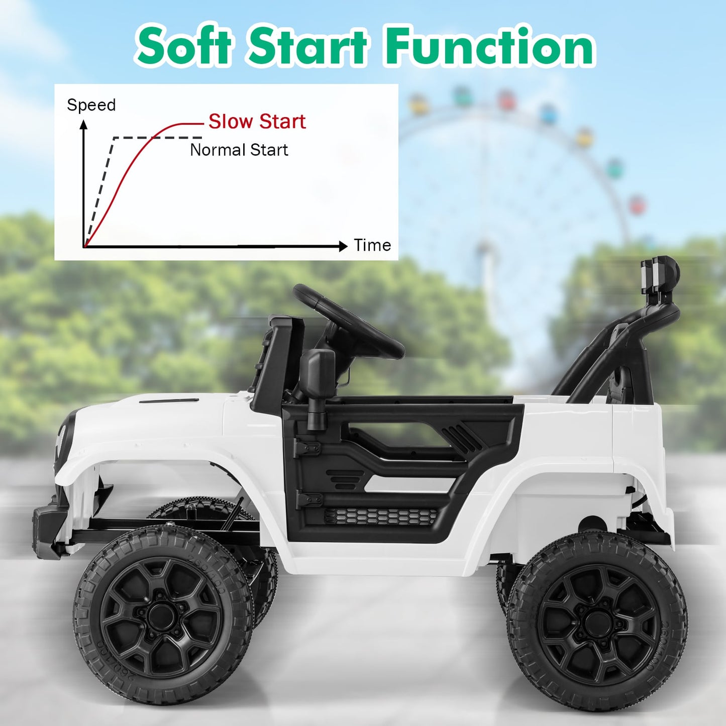 12V Kids Ride on Truck Battery Powered Car with Parental Remote-White