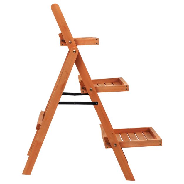 3 Tier Outdoor Wood Flower Folding Pot Shelf Stand