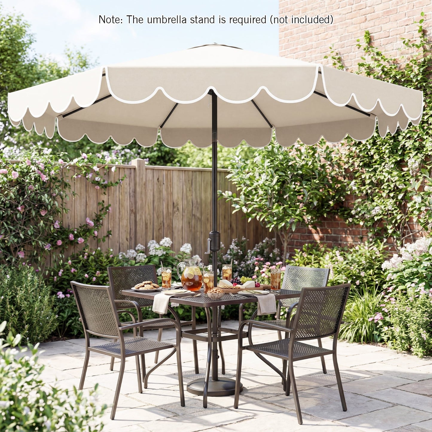 3m Patio Umbrella with Push Button Tilt and Crank-Beige
