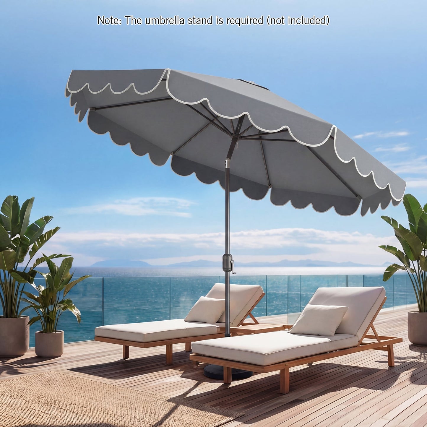 3m Patio Umbrella with Push Button Tilt and Crank-Grey