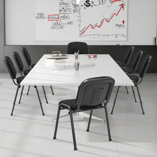 4-Pack Conference Chair Set with Metal Frame and Padded Cushion-Black
