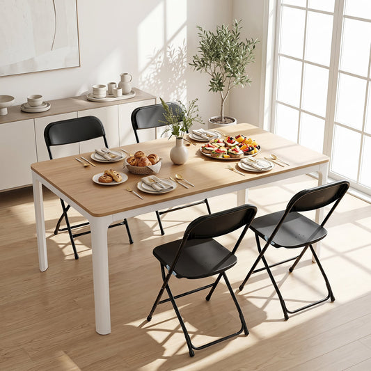 4 Pack Folding Chairs with Heavy Duty Metal Frame for Home-Black