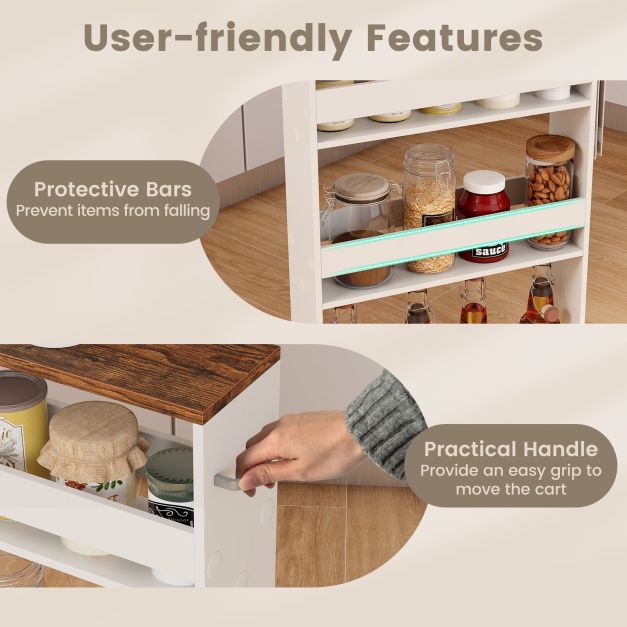 4-Tier Slim Storage Cart with Open Shelves and Wheels-Coffee