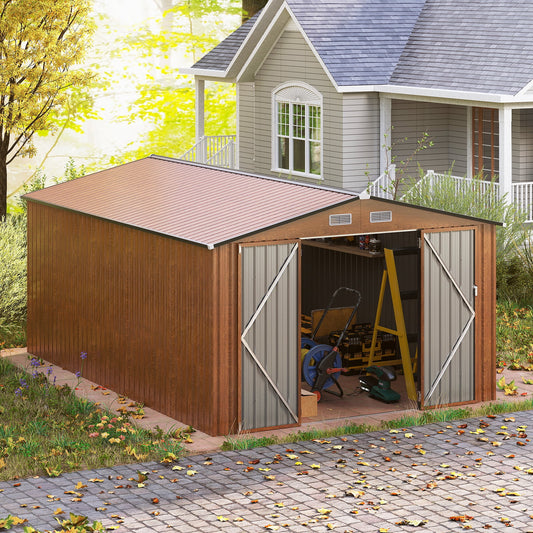 426 cm x 300 cm Outdoor Storage Shed Large Garden Tool House-Wood
