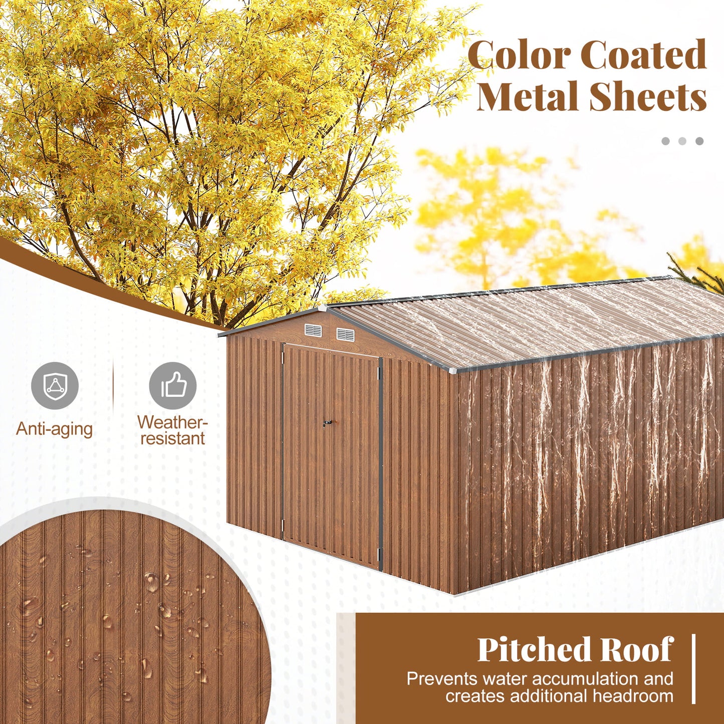 426 cm x 300 cm Outdoor Storage Shed Large Garden Tool House-Wood