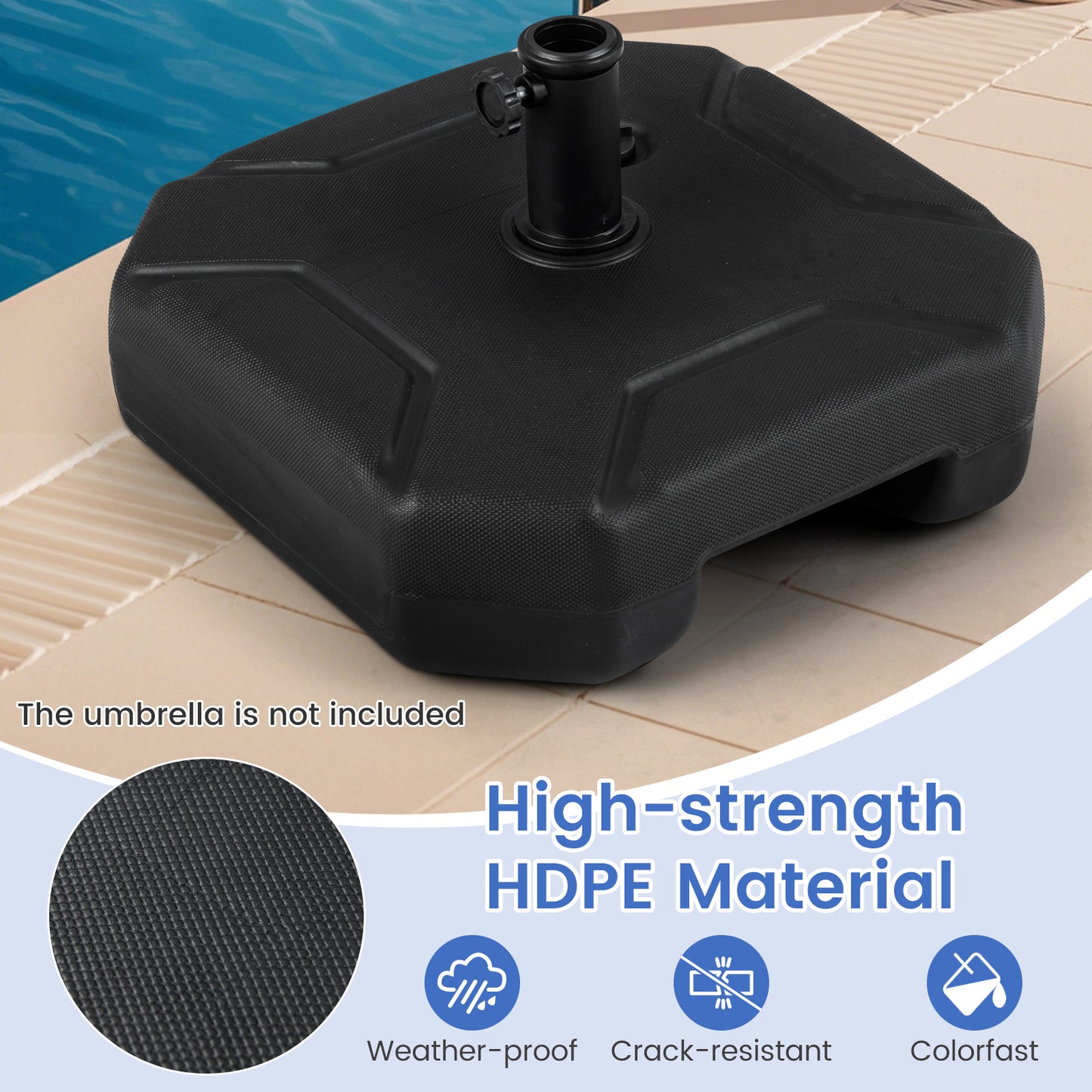 45 cm Fillable Umbrella Base 40 kg Heavy-Duty Patio Umbrella Stand