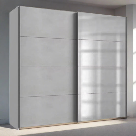 Sliding Wardrobe AMBER 2 Door Mirrored Wardrobe Grey 225cm