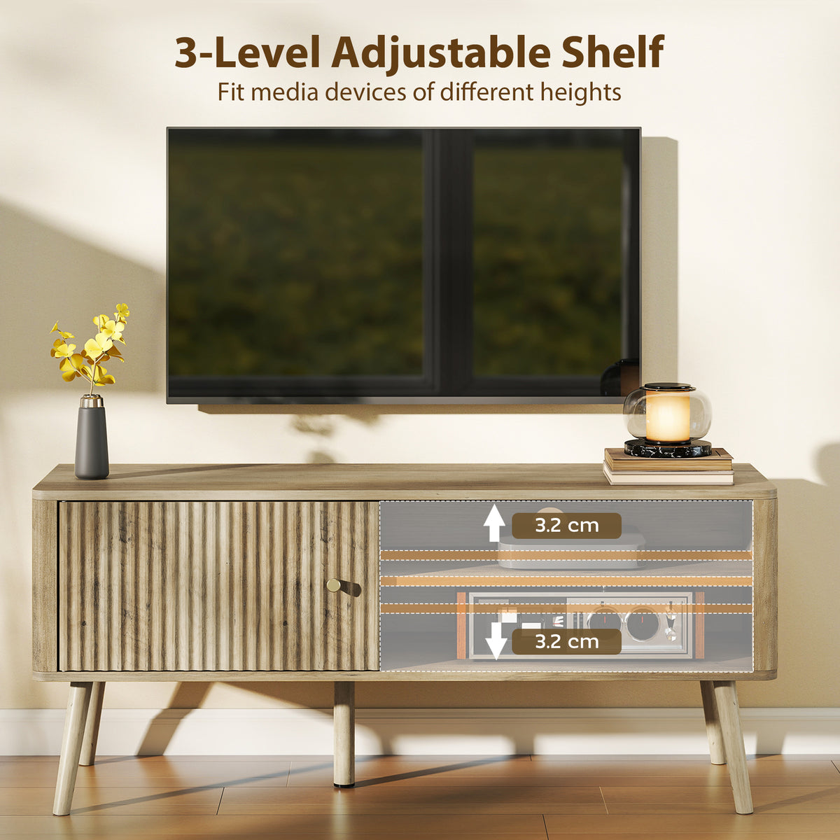 HOMCOM TV Stand Cabinet for TVs up to 55" - Oak
