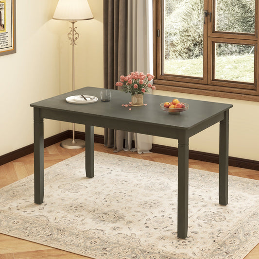 48-Inch Wooden Dining Table for 4 People Rectangular Kitchen Table with Rubber Wood Legs-Gray