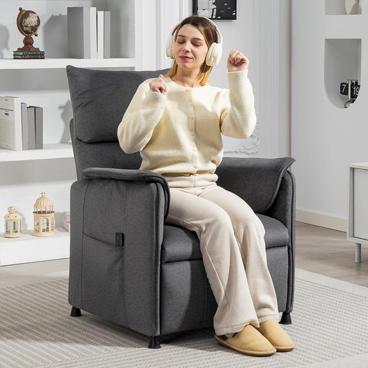 HOMCOM Power Recliner Chair, Reclining Chair with Remote, Pocket Springs, Silent Motor and Side Pockets, Black