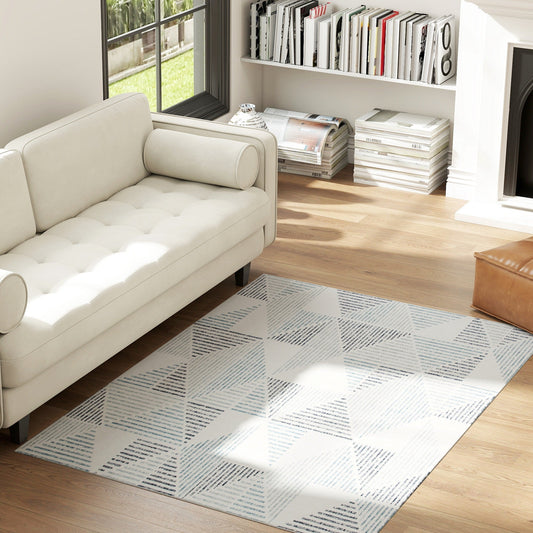 HOMCOM Modern Area Rug, Geometric Pattern Non-Slip Washable Rug, Soft Floor Carpet for Living Room, Bedroom, Dining Room, Home Office, 170 x 120 cm, Multi-Coloured