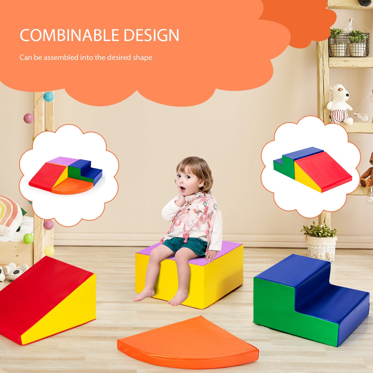4 Pieces Climb and Crawl Foam Play Set for Toddlers Preschoolers-Pink
