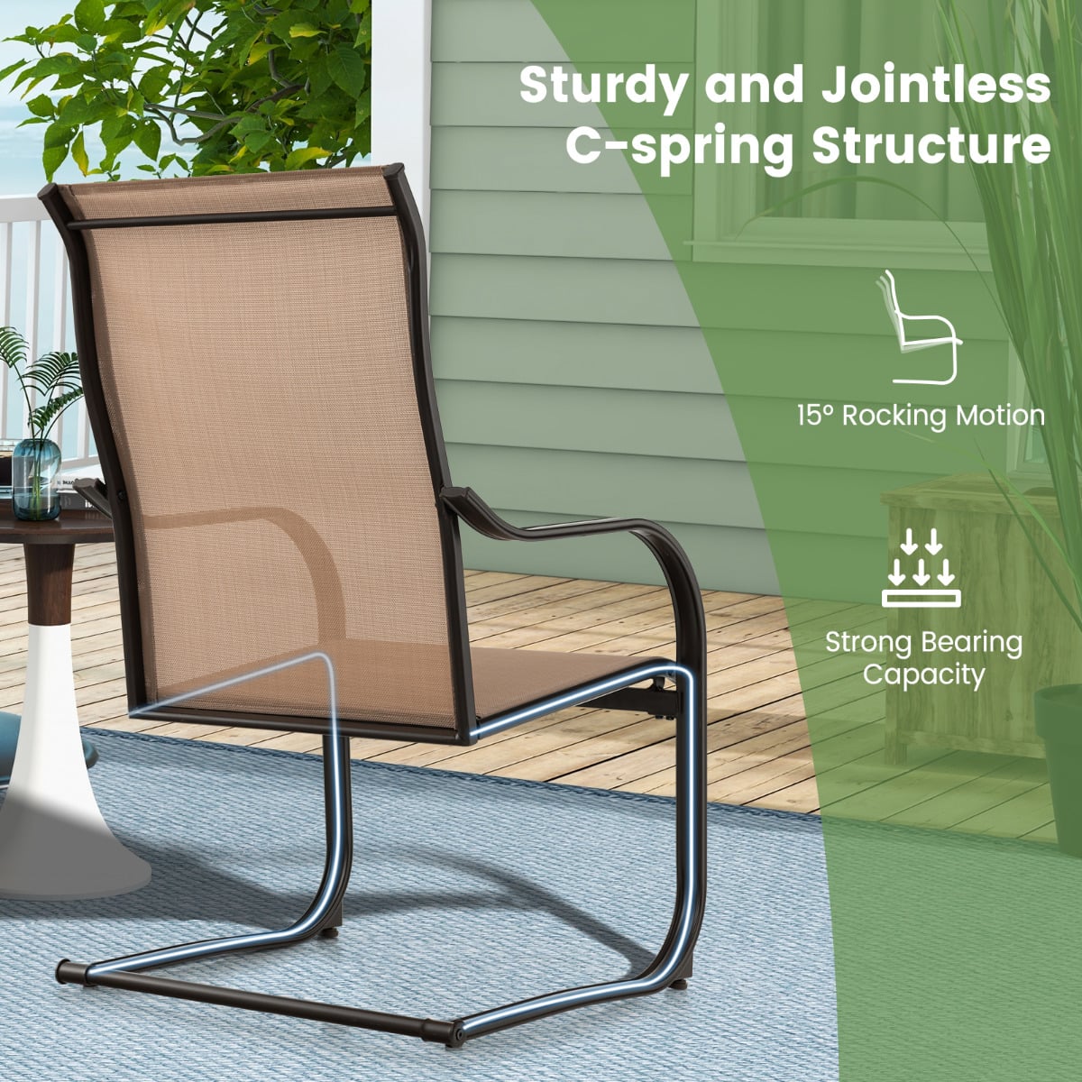 4 Pieces Outdoor Dining Chairs with Cozy and Breathable Seat Fabric