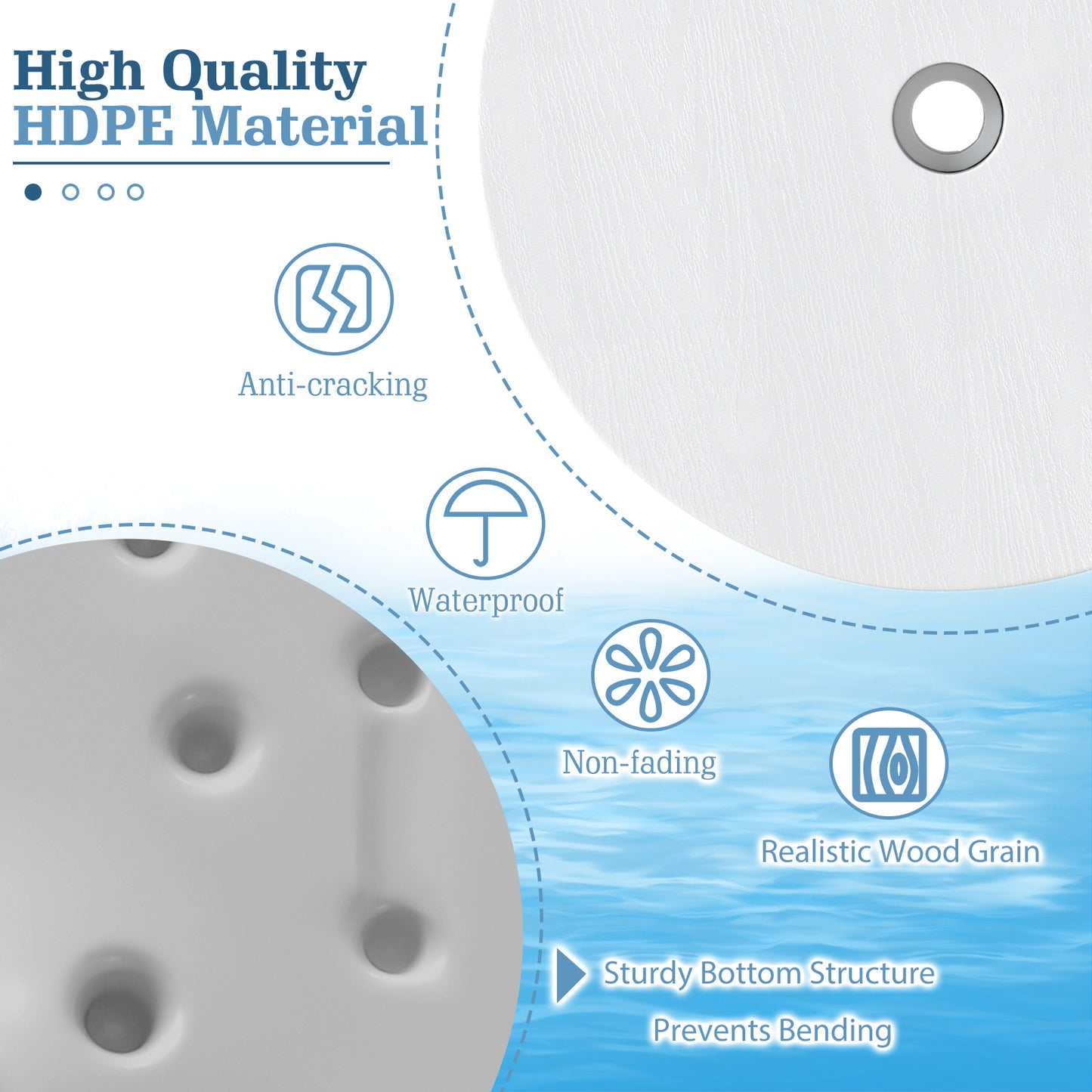 50 CM Outdoor Adjustable Umbrella Table for 38 mm Patio Umbrella Pole-White