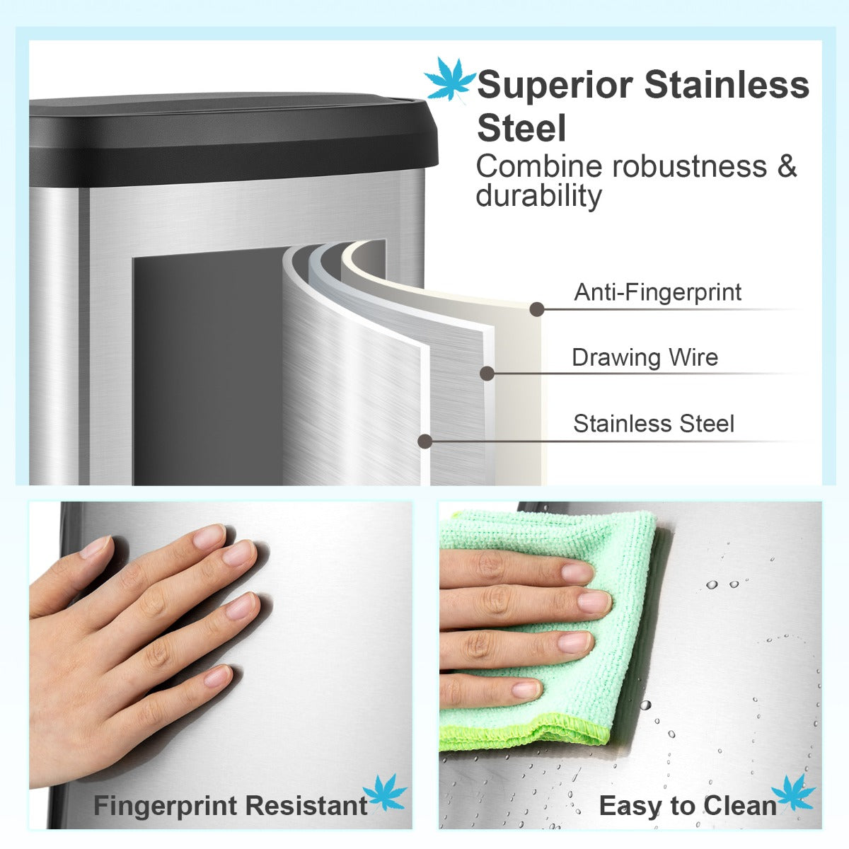 13.2 Gallon Step Trash Can with Soft Close Lid and Deodorizer Compartment-Silver