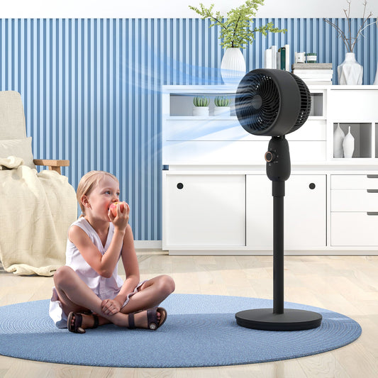 HOMCOM Pedestal Fan, Powerful Air Circulator, 12 Inch Floor Standing Fan with 3 Speed Settings, Oscillating Function for Bedroom, Home and Office, Black