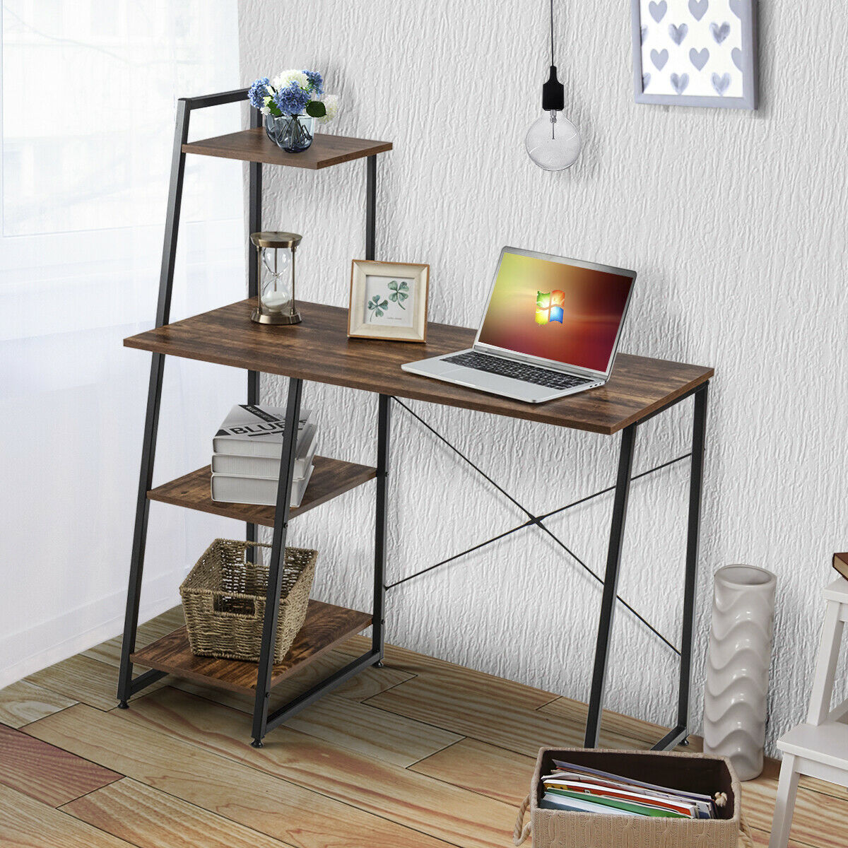 Computer Desk Adjustable Ergonomic Workstation-Coffee