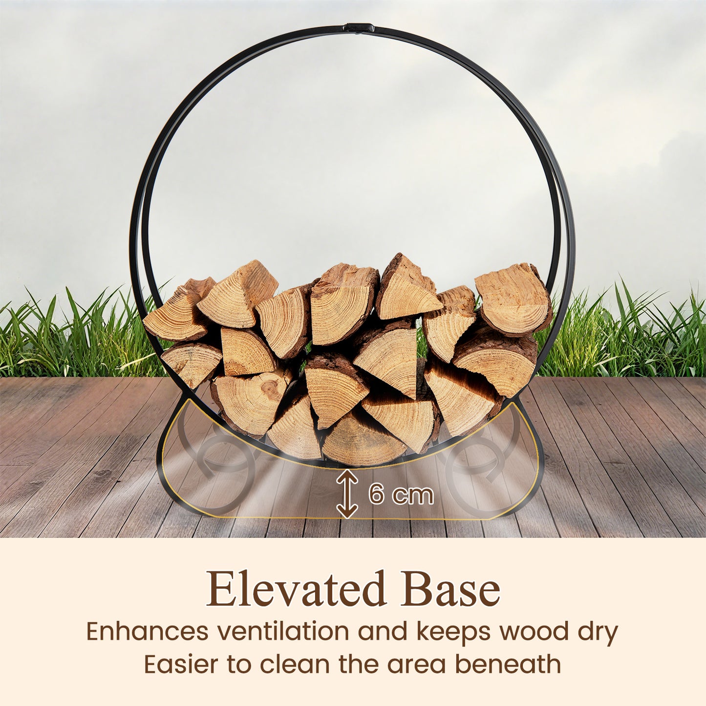 59 cm Firewood Rack Collapsible Log Hoop for Indoor Outdoor
