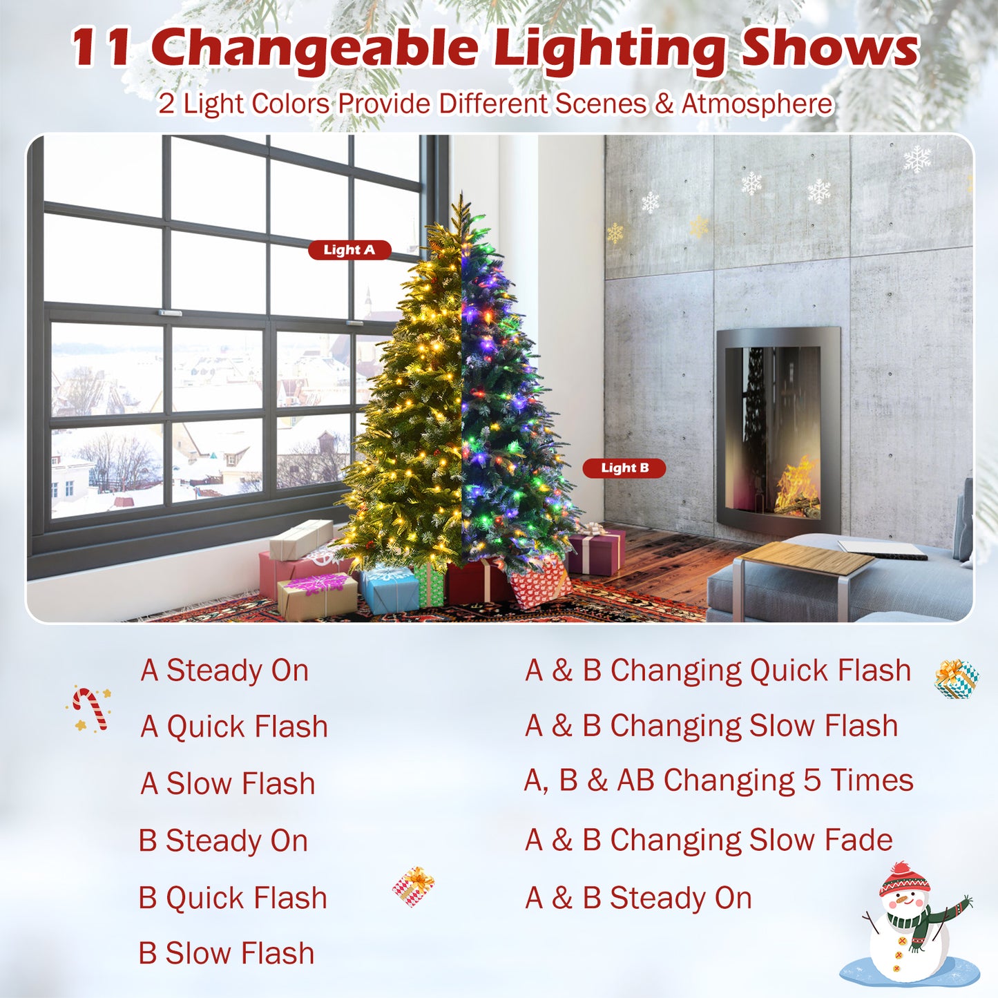5/6 Feet Artificial Christmas Tree with LED Lights and Tips-5 ft