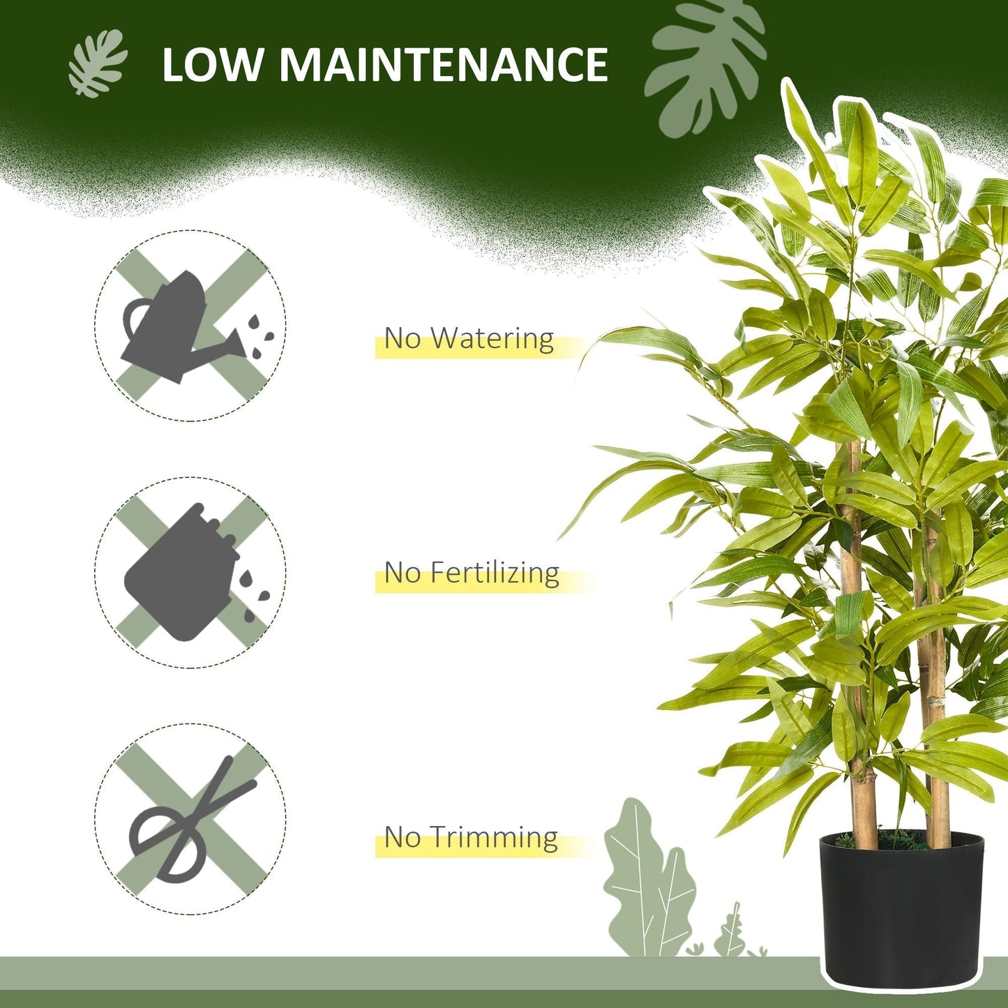HOMCOM Artificial Plants Bamboo Tree in Pot Desk Fake Plants for Home Indoor Decor, 15x15x60cm, Green