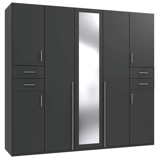 FENTON 5 Door Mirrored Wardrobe Finish Graphite 225cm