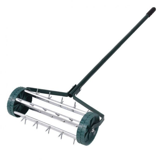 18 Inch Rolling Lawn Aerator with 3-Piece Handle for Soil Lawn