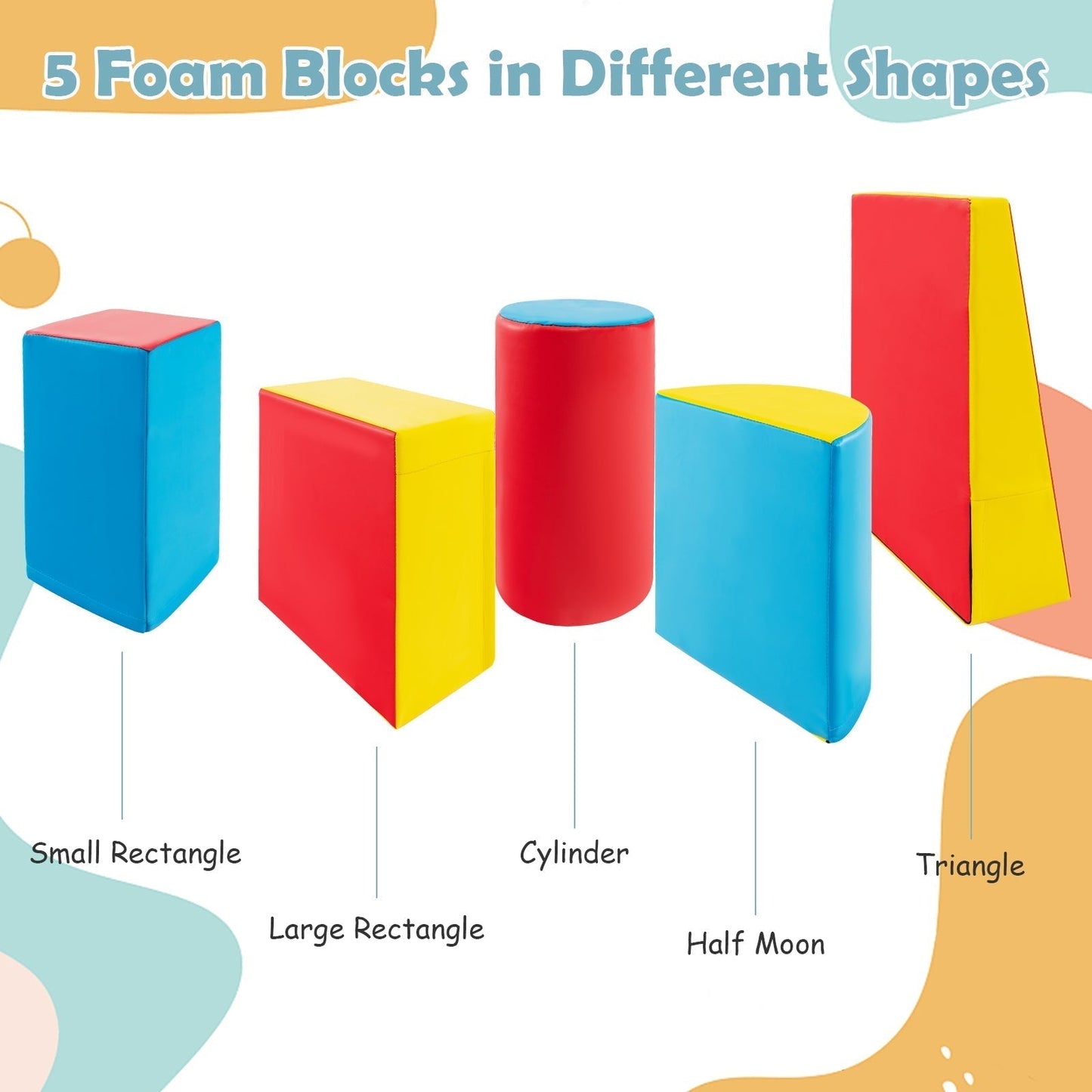 5-Piece Soft Waterproof Kids Climb and Crawl Activity Playset-Blue & Red