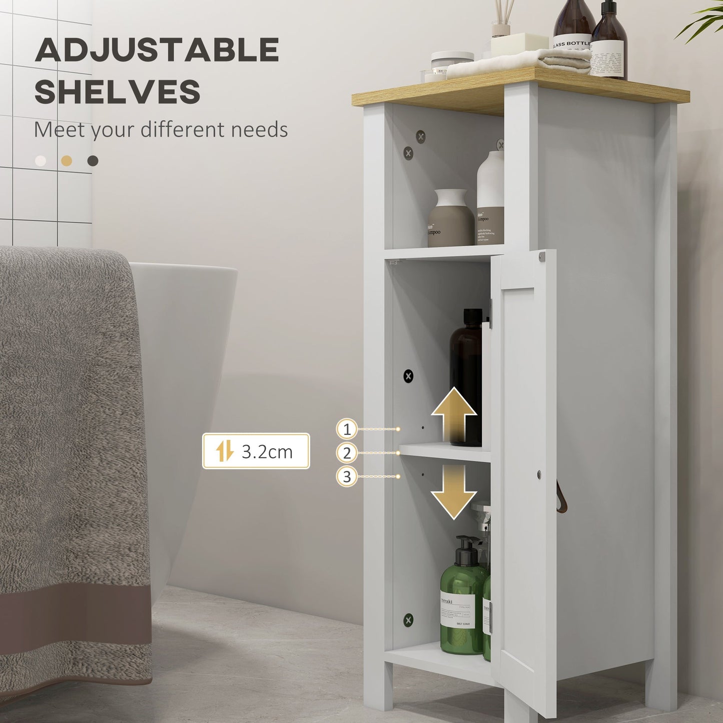 kleankin Slim Bathroom Storage Cabinet - White