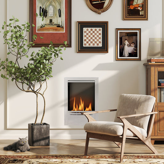 HOMCOM Stainless Steel Ethanol Fireplace Insert, Bioethanol Fire, Indoor Ethanol Burner with 0.9 Litres Volume, Cover Lid, Burns for Up to 3.3 Hours, 48 x 59 cm, Silver