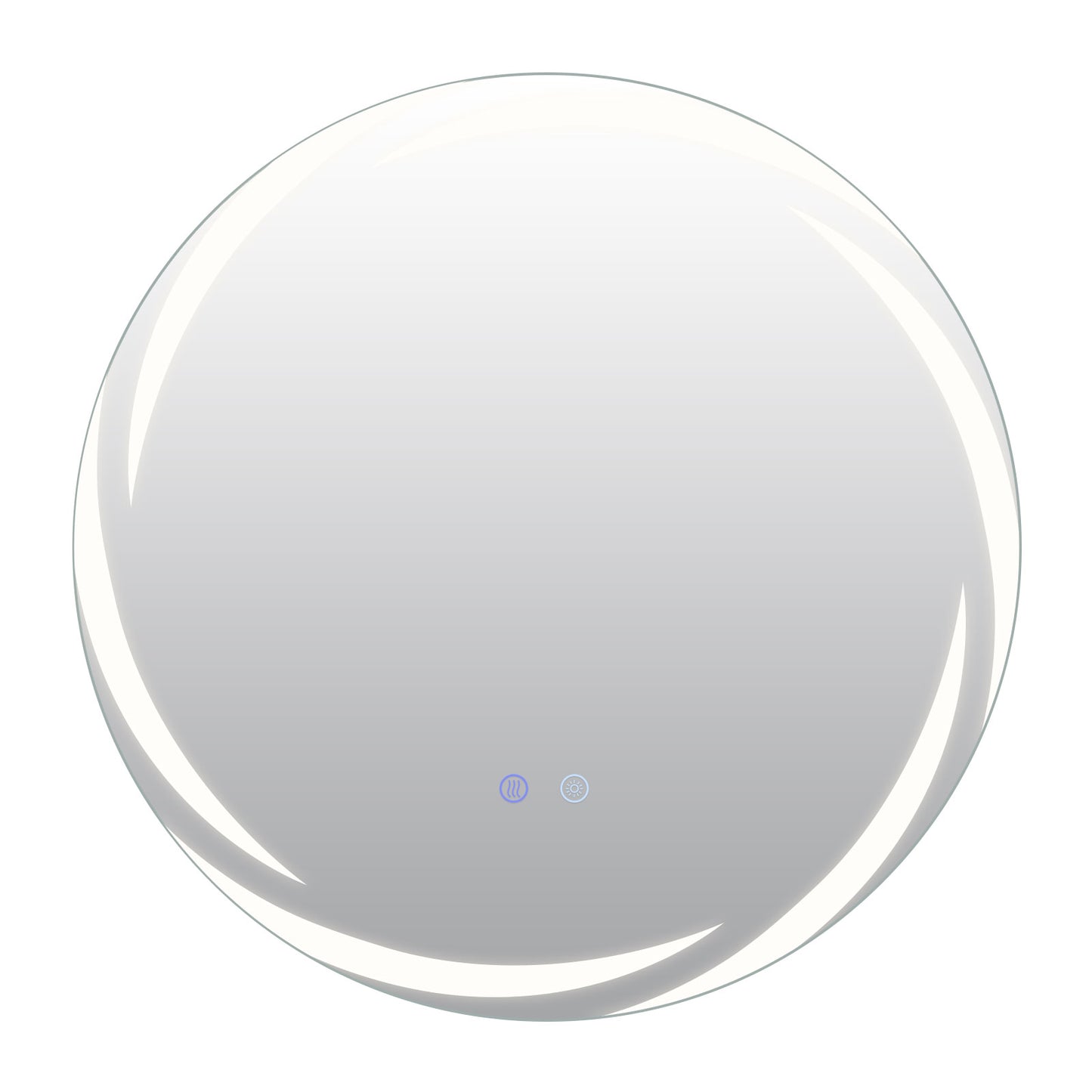 60 cm Round LED Bathroom Mirror Explosion-proof Tempered Glass Wall Mirror with 3-Color Lights