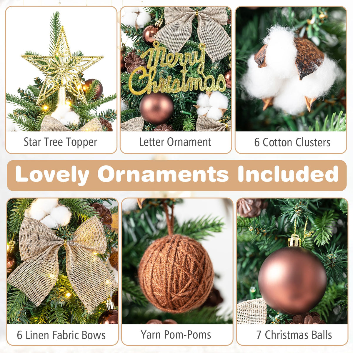 60 cm Tabletop Christmas Tree with Ornaments and 85 Branch Tips