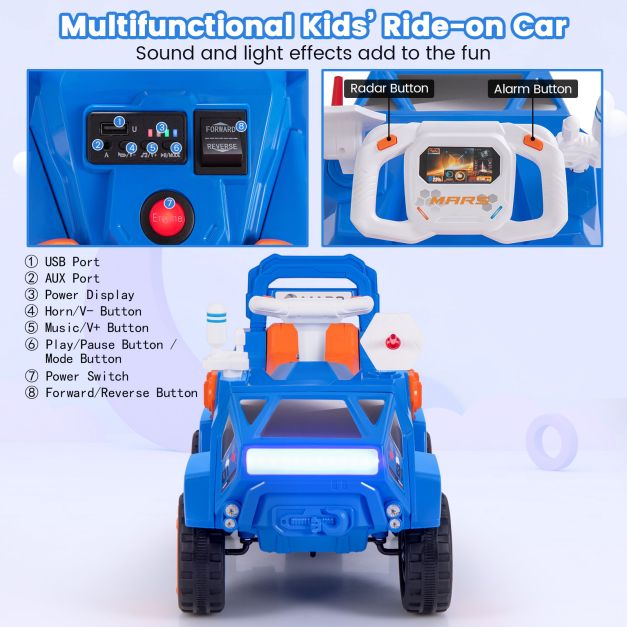 6V Kids Ride on Car Electric 4-Wheeler for Kids with Music-Navy