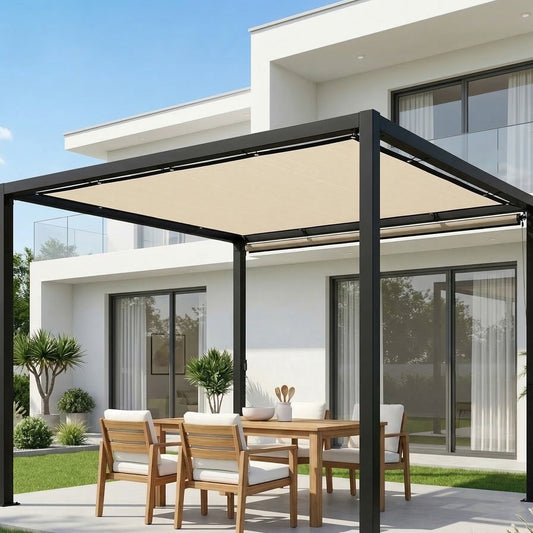 Outsunny Sun Shade Sail UV Protection Canopy with Stainless Steel Eyelets for Patio Garden 3 x 3.6 m Beige