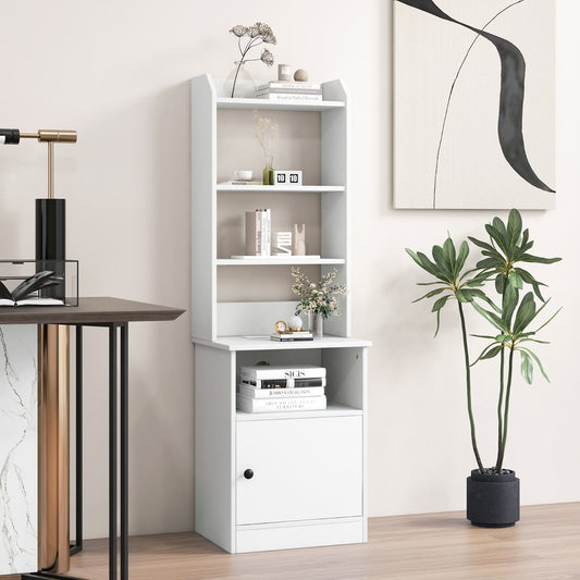 6-Tier Nightstand with Charging Station Bedside Tables Tall Night Stands-White
