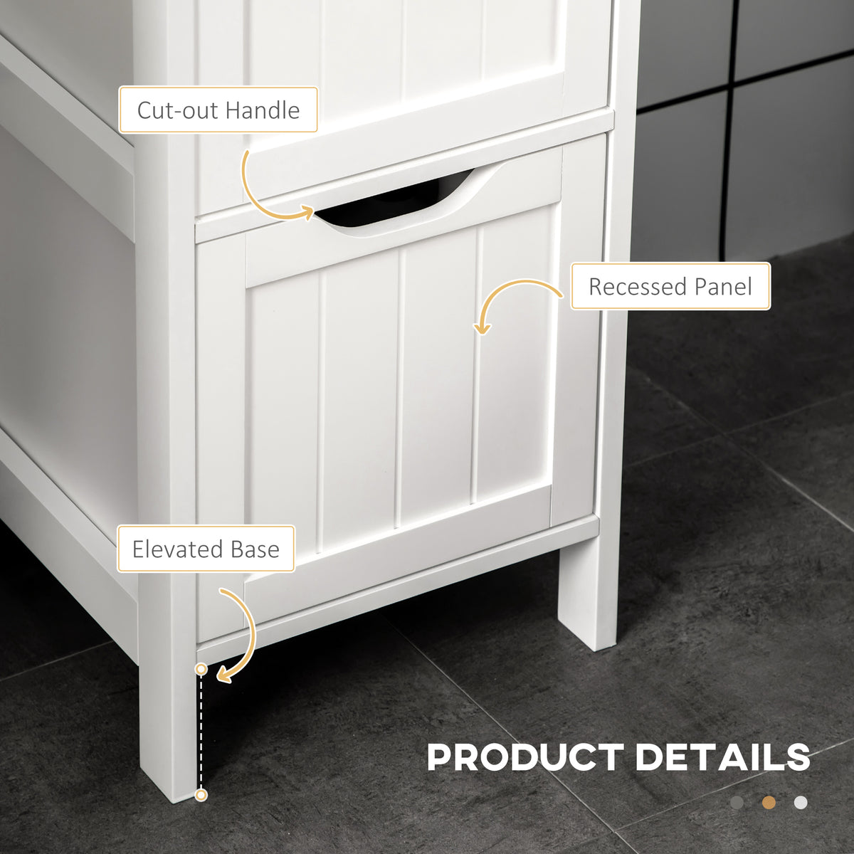 HOMCOM Narrow Floor Cabinet, Bathroom Cabinet with 3 Drawers and 2 Open Shelves, 30W x 30D x 141.6Hcm, White