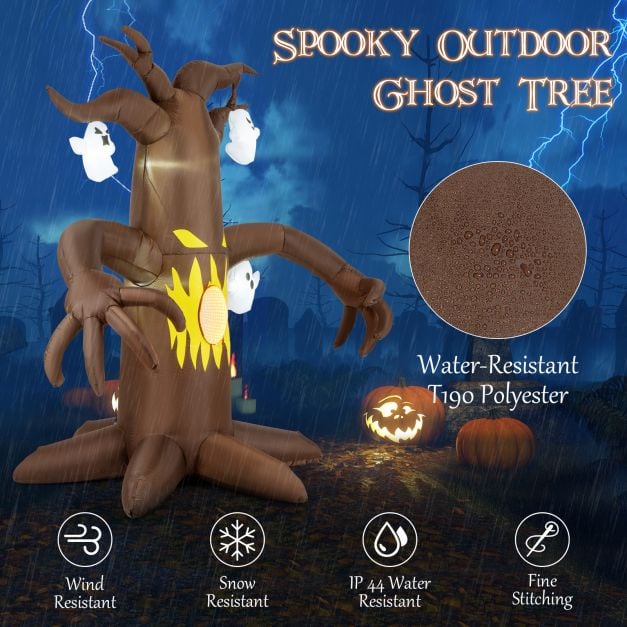 7.8 Ft Halloween Inflatables with Ghost and Dimming Infinity Mirror Light