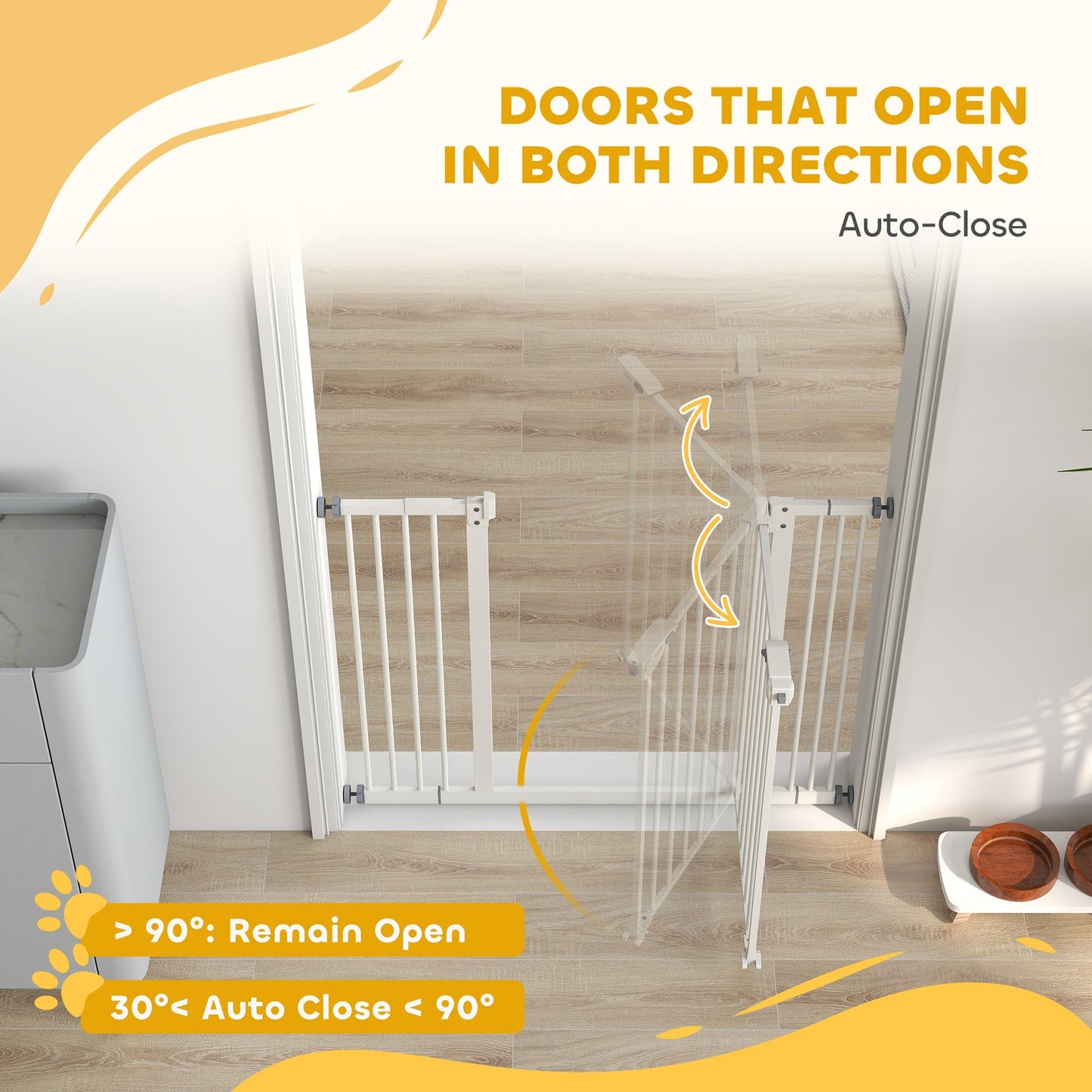 PawHut Adjustable Safety Gate w/ Two Extensions, Four Adjustable Screws, White