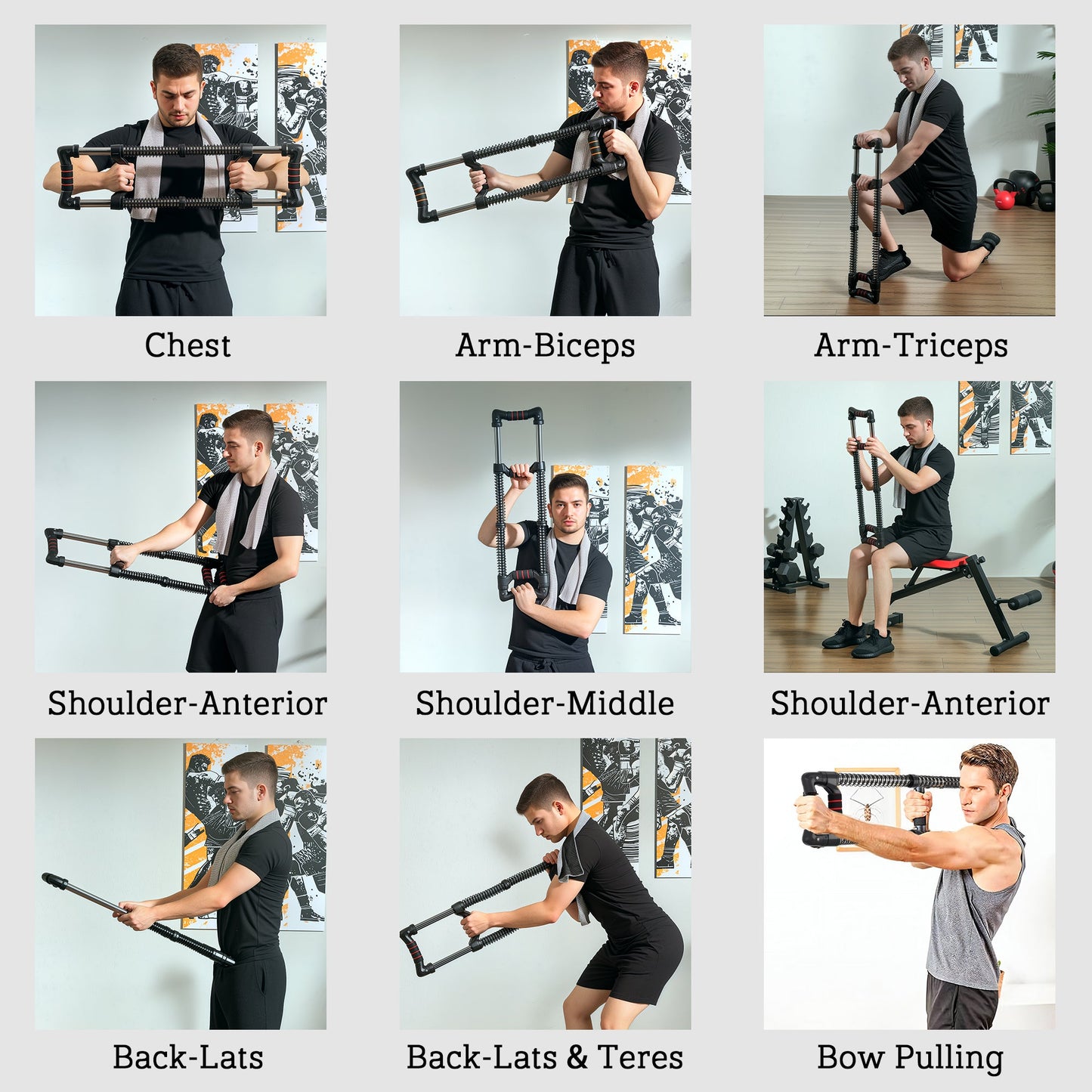 SPORTNOW Chest Expander, with 10-50kg Adjustable Resistance, for Home Gym, Office, Travel Workout