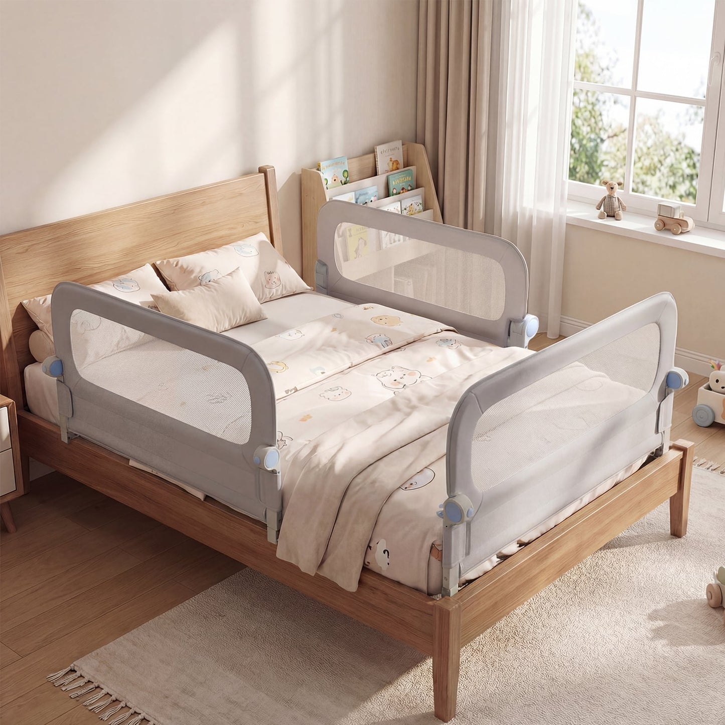80 cm Long Adjustable Baby Bed Rail Guard with Extra Buckle-Grey