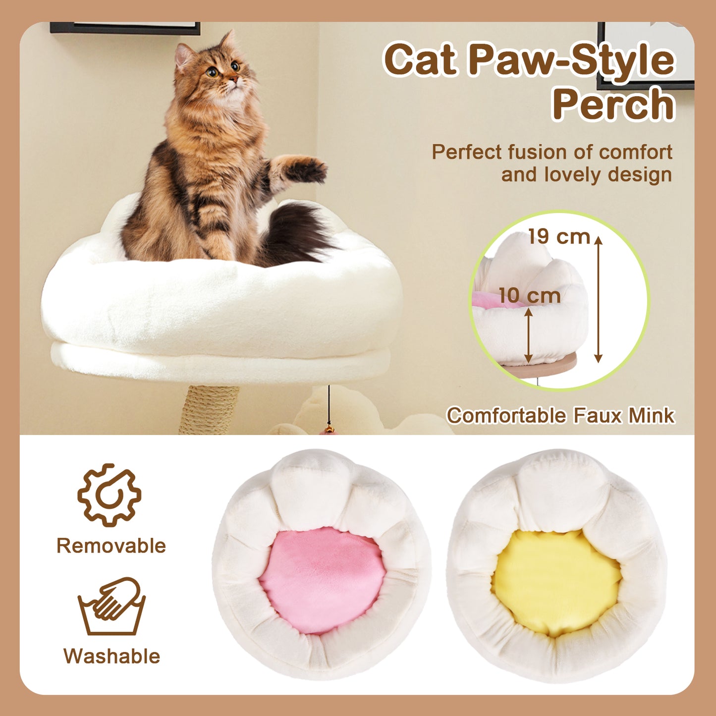 83cm Flower Cat Tree with Sisal Scratching Post and Top Perch-White