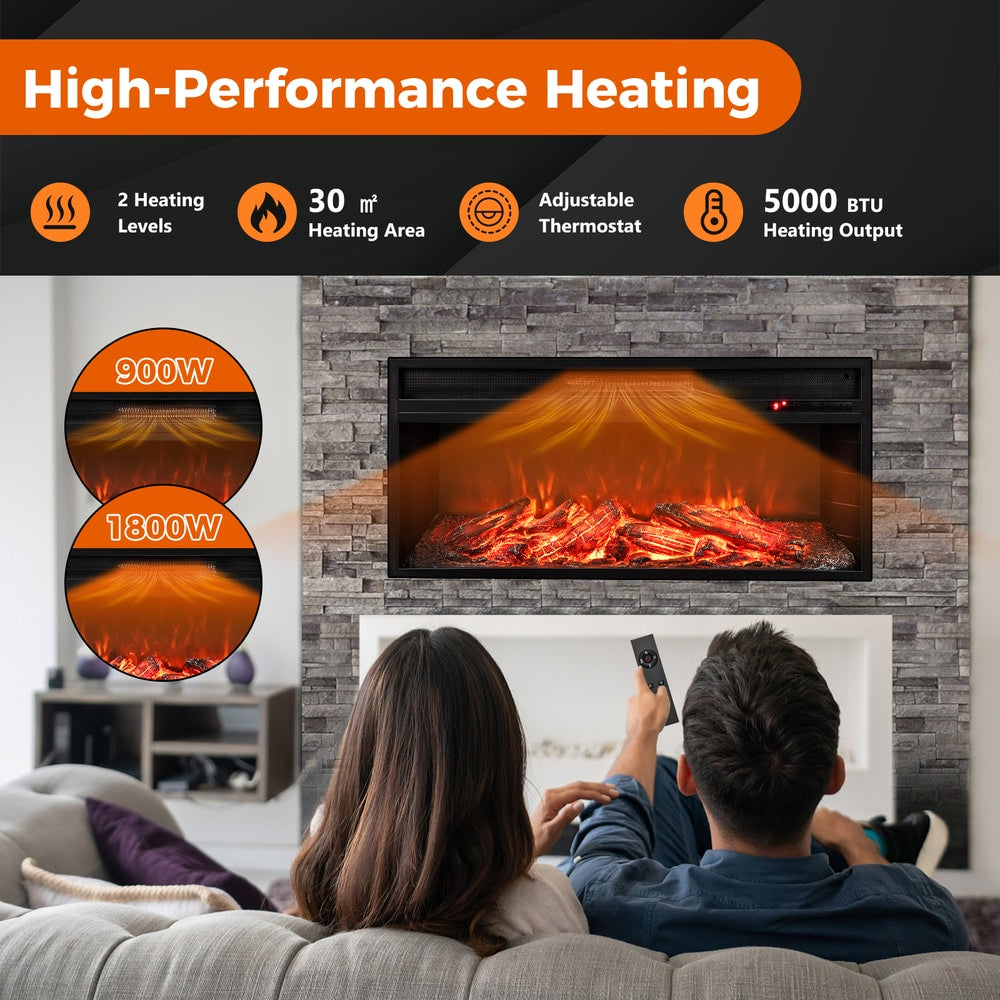 86 cm 5000 BTU Recessed Electric Fireplace Insert with Remote Control