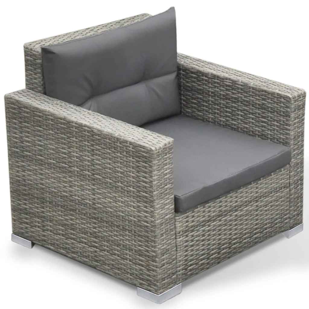 42744 vidaXL 6 Piece Garden Lounge Set with Cushions Poly Rattan Grey 6