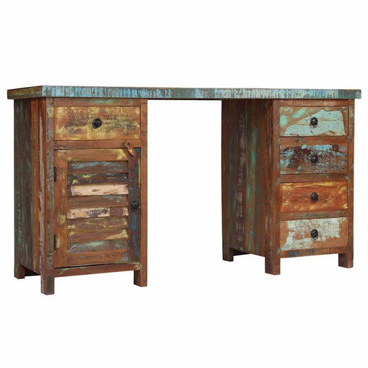 244846 vidaXL Pedestal Desk Solid Reclaimed Wood 140x50x77 cm 2