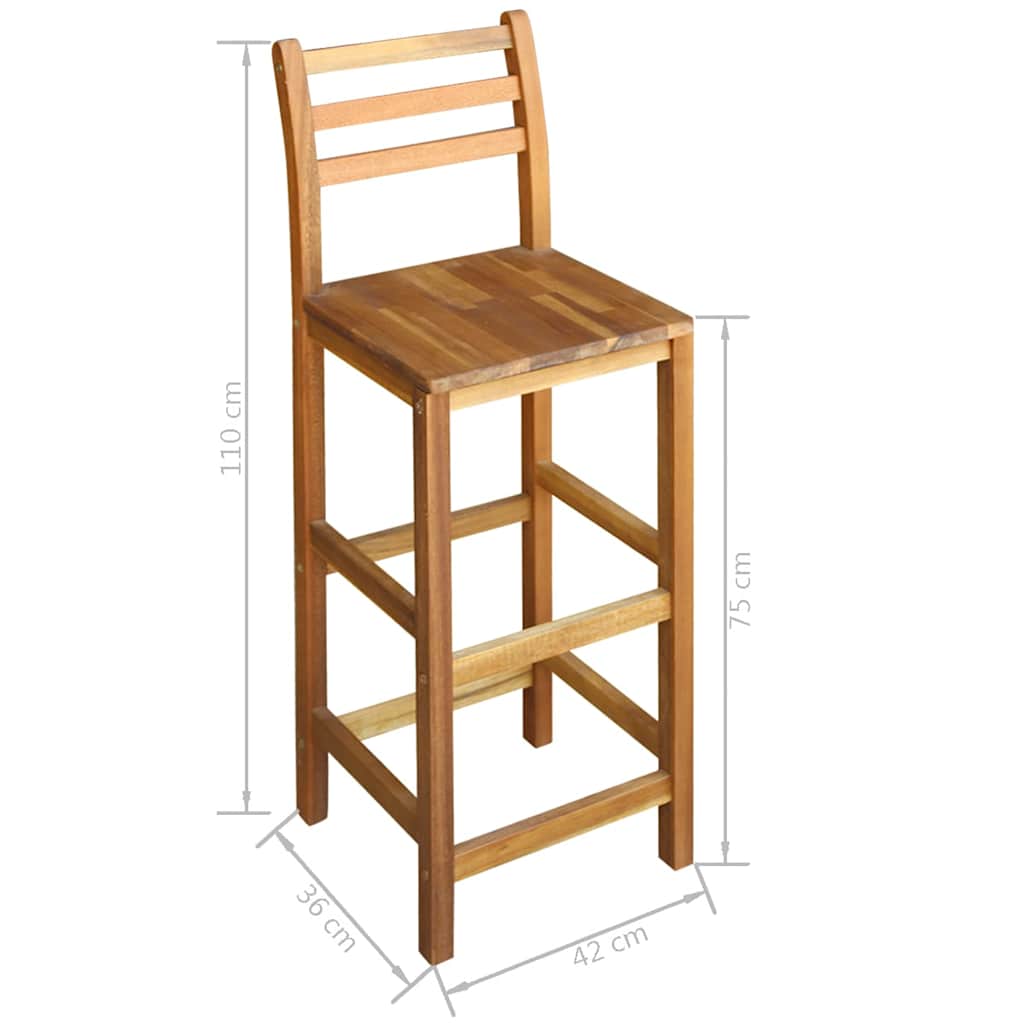 246671 vidaXL Bar Table and Chair Set 7 Pieces Solid Acacia Wood 6